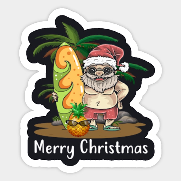 Christmas Palm Tree Tropical Xmas Coconut Santa Surfing Sticker by Daysy1